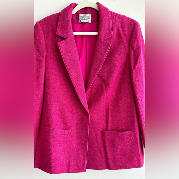 Pendleton Women's Fuchsia Wool Blazer, Bright Pink Jacket, Size Large - Picture 5 of 16